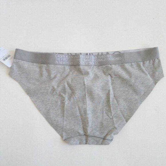 Calvin Klein Women’s Grey Bikini Panty – Thick Logo Waistband, Size L/G - Picture 3 of 13